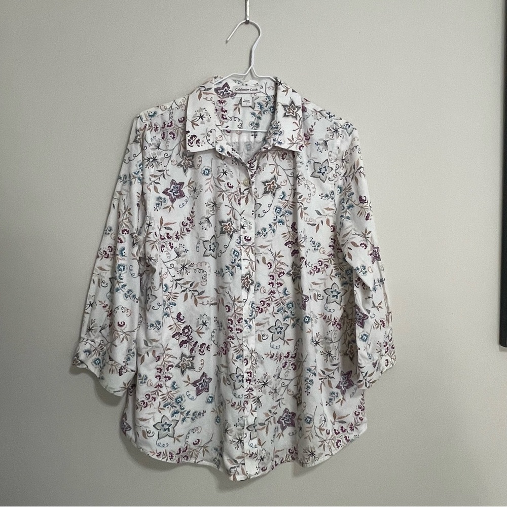 Coldwater Creek Multicolor Floral Shirt Size Large~ Business Casual‎